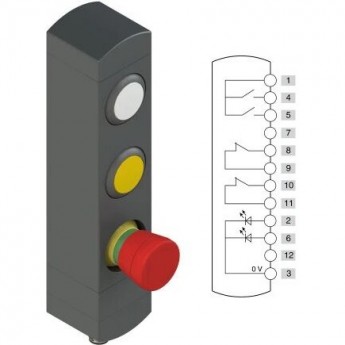 Блок управления устройствами PIZZATO с 3 кнопками M12 BNAC3ZA03