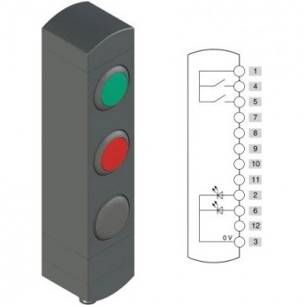 Блок управления устройствами PIZZATO с 3 кнопками и разъемом M12 BNAC3ZA50
