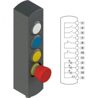 Блок управления устройствами PIZZATO с 4 кнопками и разъемом M12 BNAC4ZA02