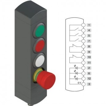 Блок управления устройствами PIZZATO с 4 кнопками M12 IP65 BNAC4ZA45