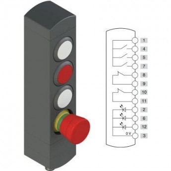 Блок управления устройствами PIZZATO с 4 кнопками и разъемом M12 BNAC4ZA54