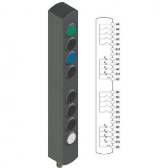 Блок управления устройствами PIZZATO с 8 кнопками и двумя разъемами M12 BNAC8ZA03