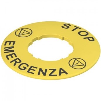Этикетка с фигурным отверстием PIZZATO желтый диск STOP EMERGENZA диаметр 60 мм VETF32A5101