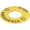 Этикетка с фигурным отверстием PIZZATO желтый диск STOP EMERGENZA диаметр 60 мм VETF32A5101