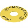 Этикетка PIZZATO с фигурным отверстием, диаметр 90 мм, желтый диск, надпись "EMERGENCY STOP VETF32D5102